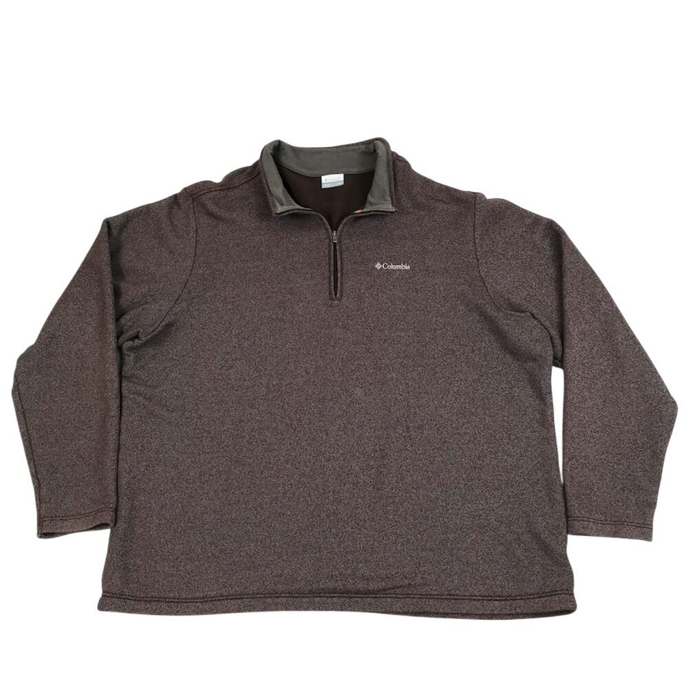 COLUMBIA 1/4 Zip Sweater-Pullover Men XXL Plum Fleece Lined Outdoor Travel Cozy